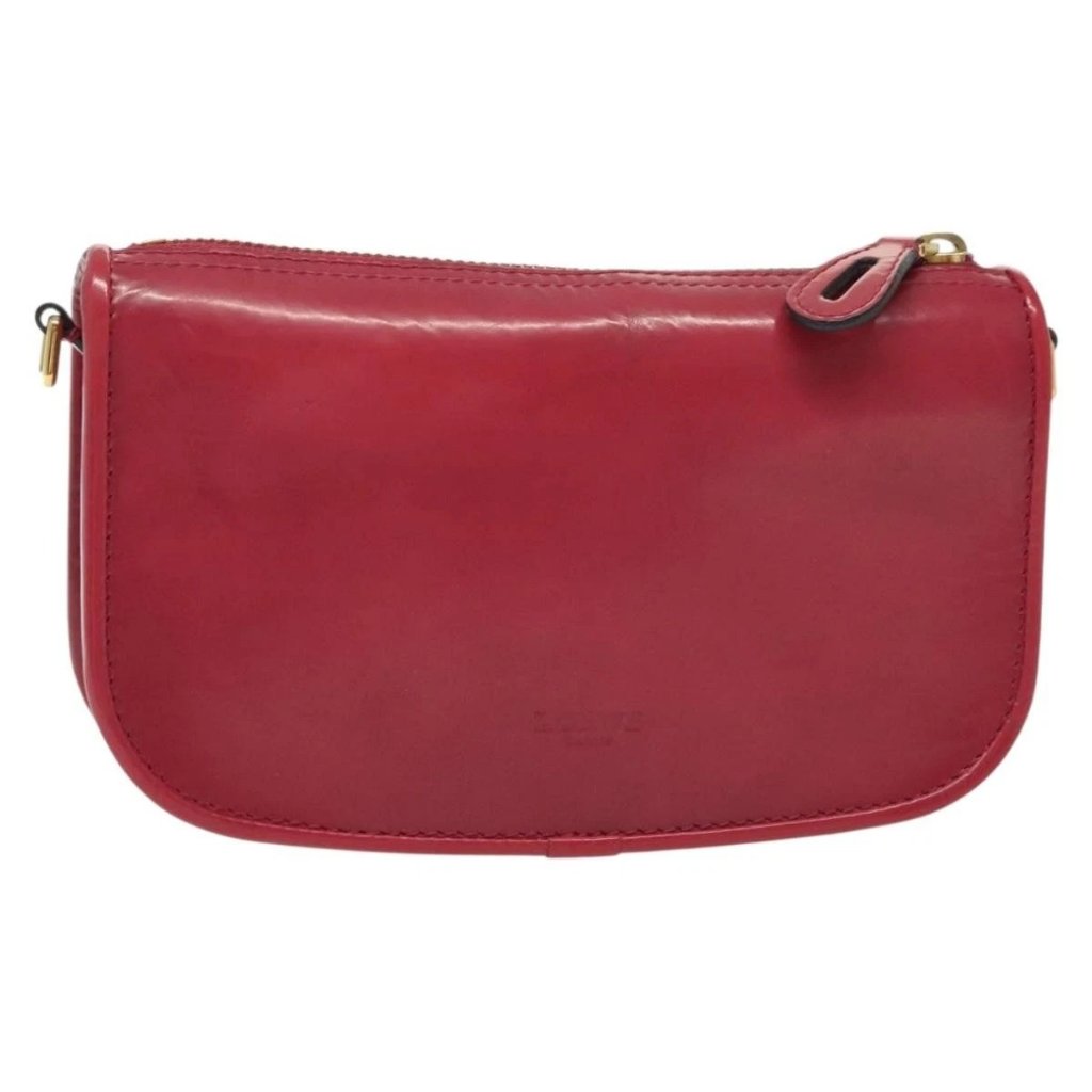 Loewe Pouch Leather Gold Pink Auth 140238